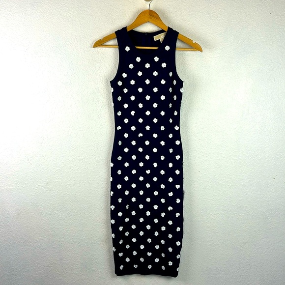Perfect Michael Kors midi knit sleeveless beaded flower dress XS - Picture 3 of 10